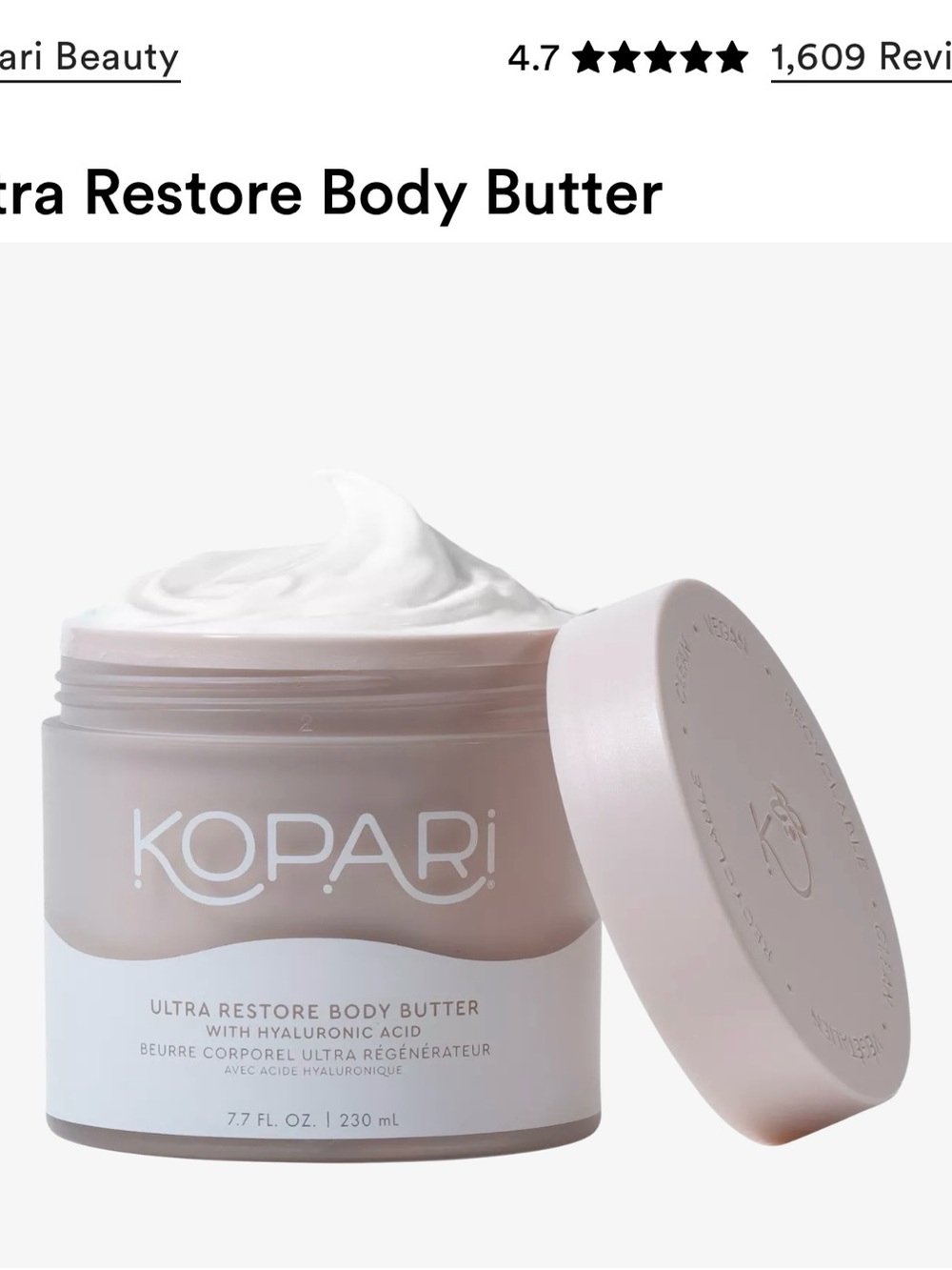 Kopari Ultra Hydrating Body Butter — Pink & Cream